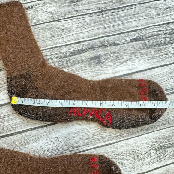 Brand Unknown Men's Alpaca Winter Crew Socks XL Extra Large Dark Brown Red USA - Picture 6 of 6